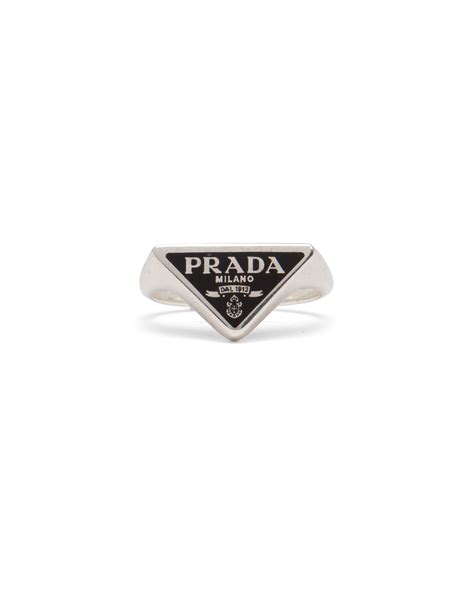 prada logo signet ring|Silver Prada Symbole Ring .